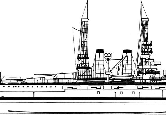 Боевой корабль USS BB-32 Wyoming 1911 [Battleship] - чертежи, габариты, рисунки